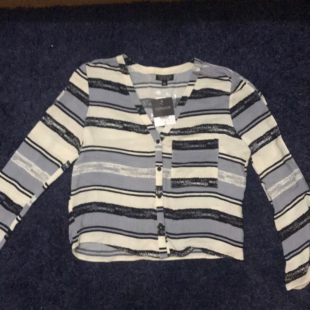 TopShop Striped Long Sleeve Blouse